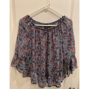 Petticoat Alley Sheer Floral Pullover Top Sz L‎